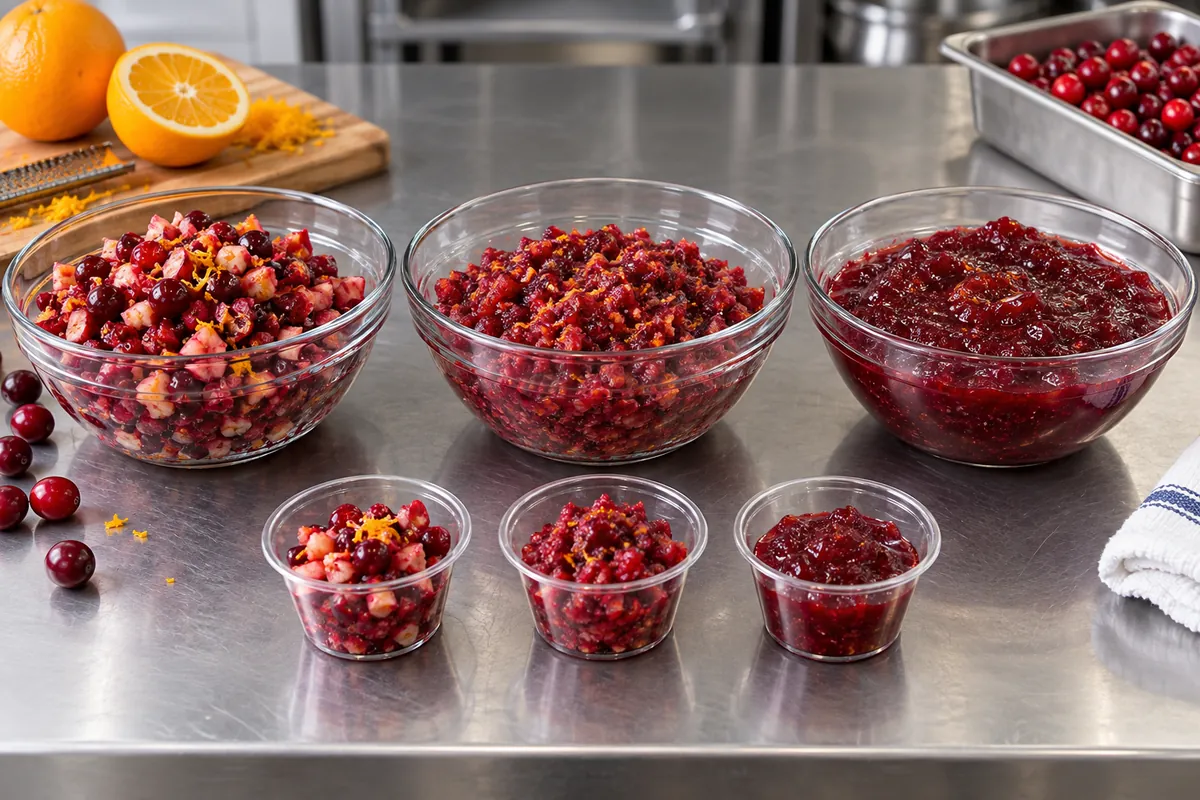 Coarse medium and smooth cranberry relish textures - process evidence Coarse medium and smooth cranberry relish textures
